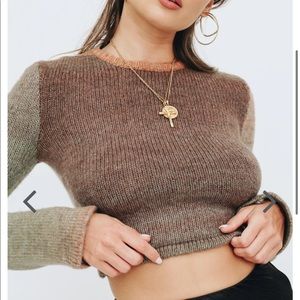 Verge girl downtown studio open tie back knit long sleeve top sweater